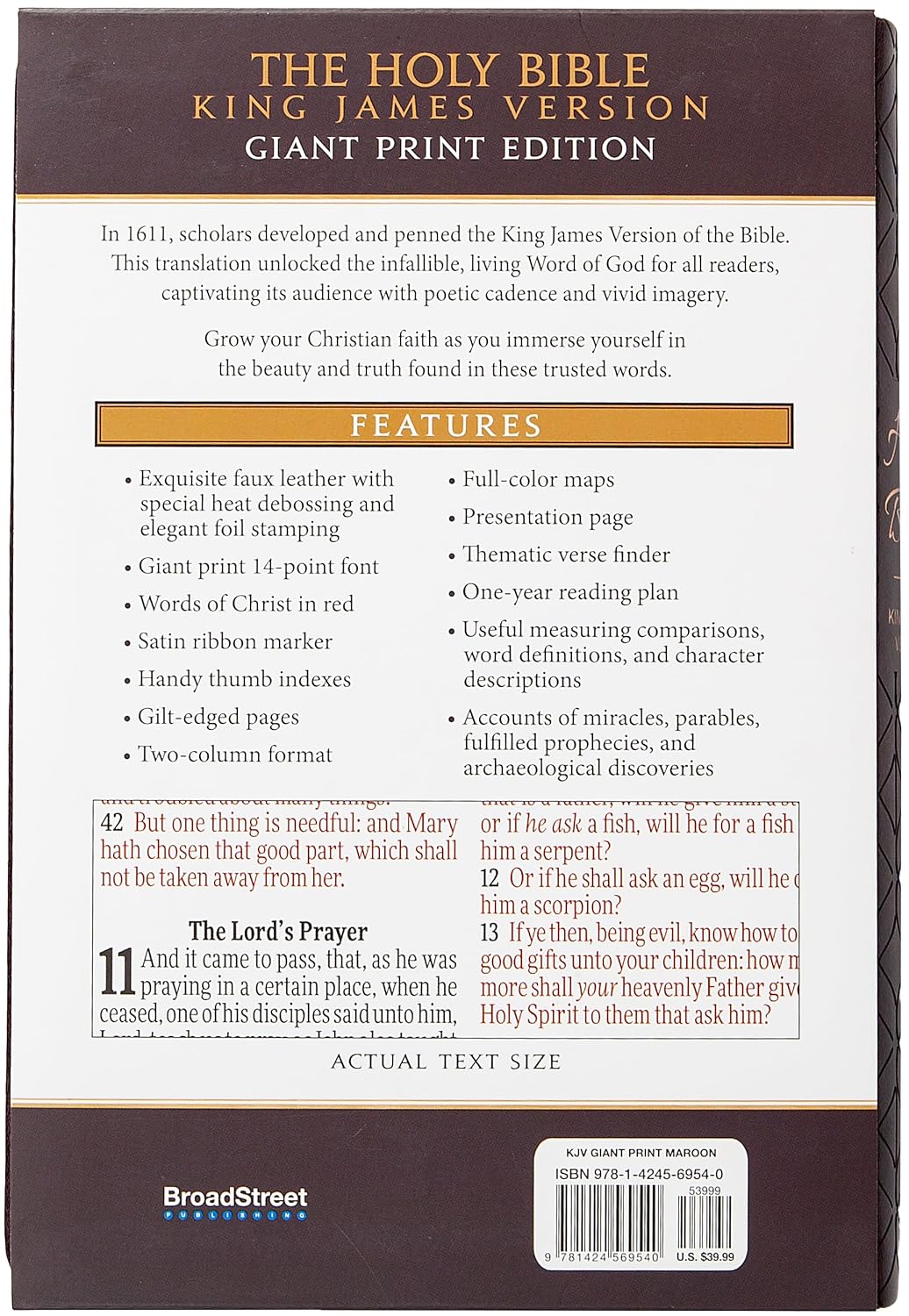 KJV Holy Bible Giant Print Maroon