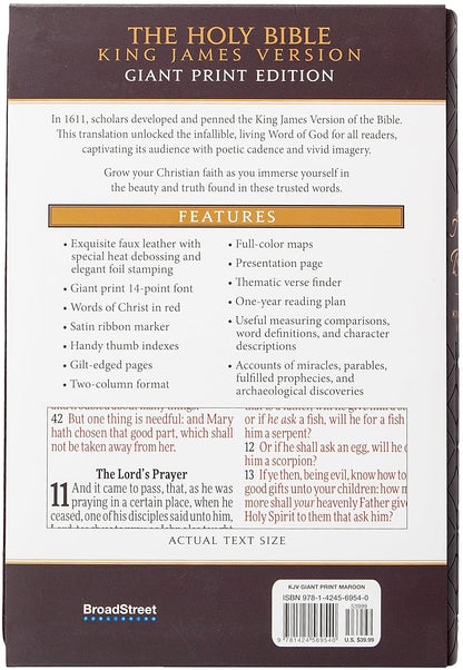 KJV Holy Bible Giant Print Maroon